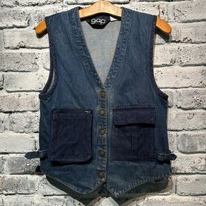 80s GAP Denim Vest with Corduroy Pockets